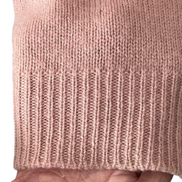 Marled Turtleneck Sweater M 100% Cashmere Cable Knit Ruffled Soft Dusty Pink - Picture 4 of 7